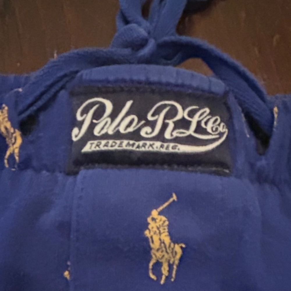 Polo Ralph Lauren Pajama Pants Large Blue Gold Pony Logo Joggers Loungewear Cozy